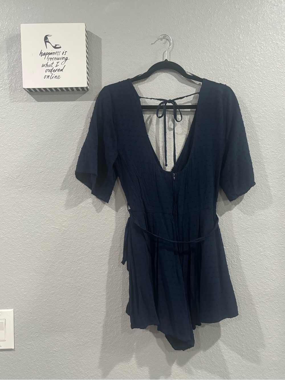 miami Navy Blue Short Sleeve V-Neck Romper